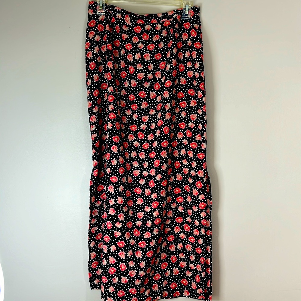 Christopher & Banks Navy Blue, white polkadot pink flower